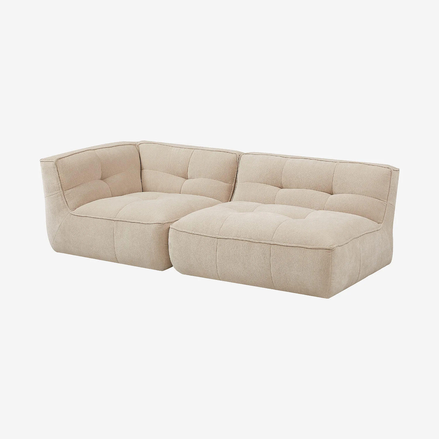 Méridienne droite modulable en tissu - Sable - 3