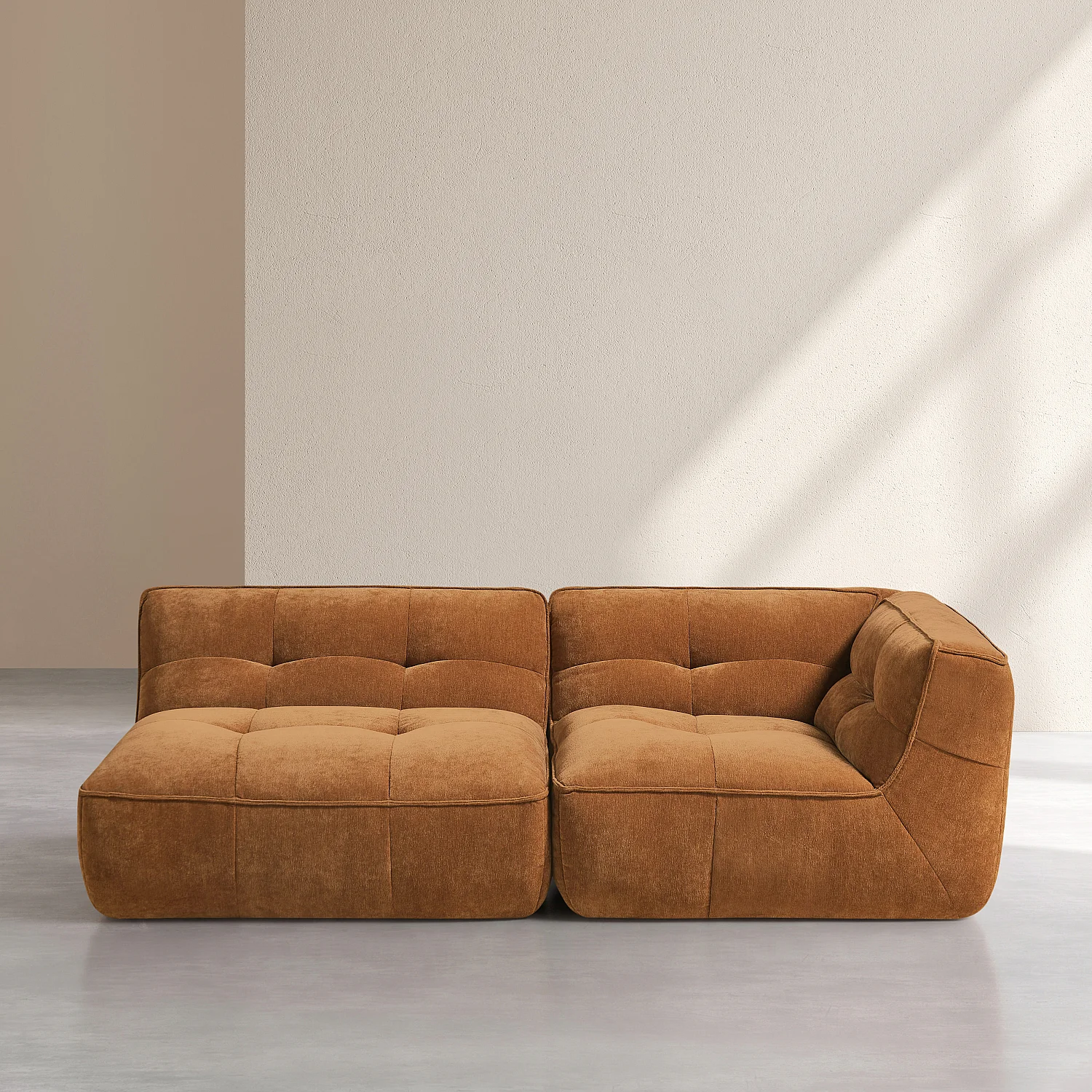 Méridienne gauche modulable en tissu - Ocre foncé - 4