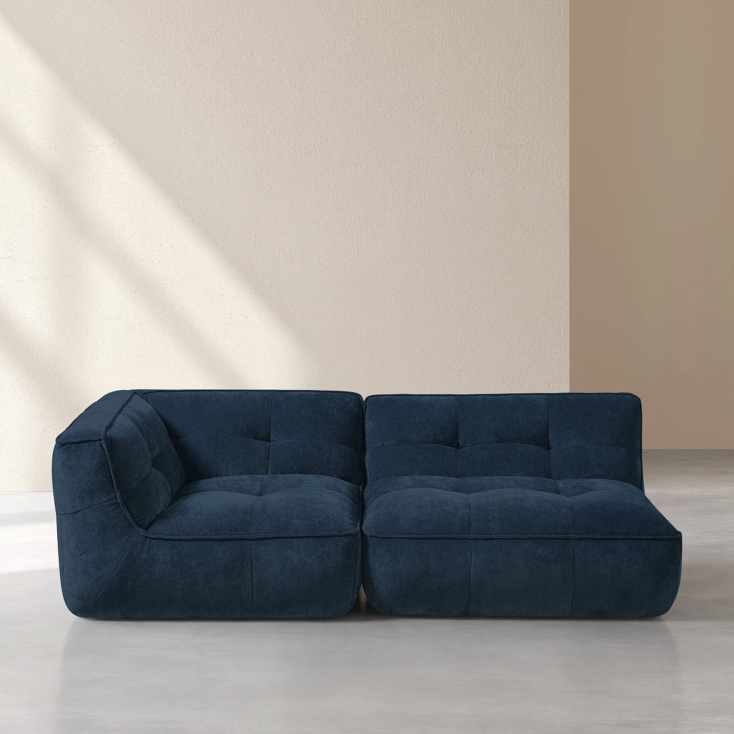 Méridienne droite modulable en tissu - Bleu océan - 4
