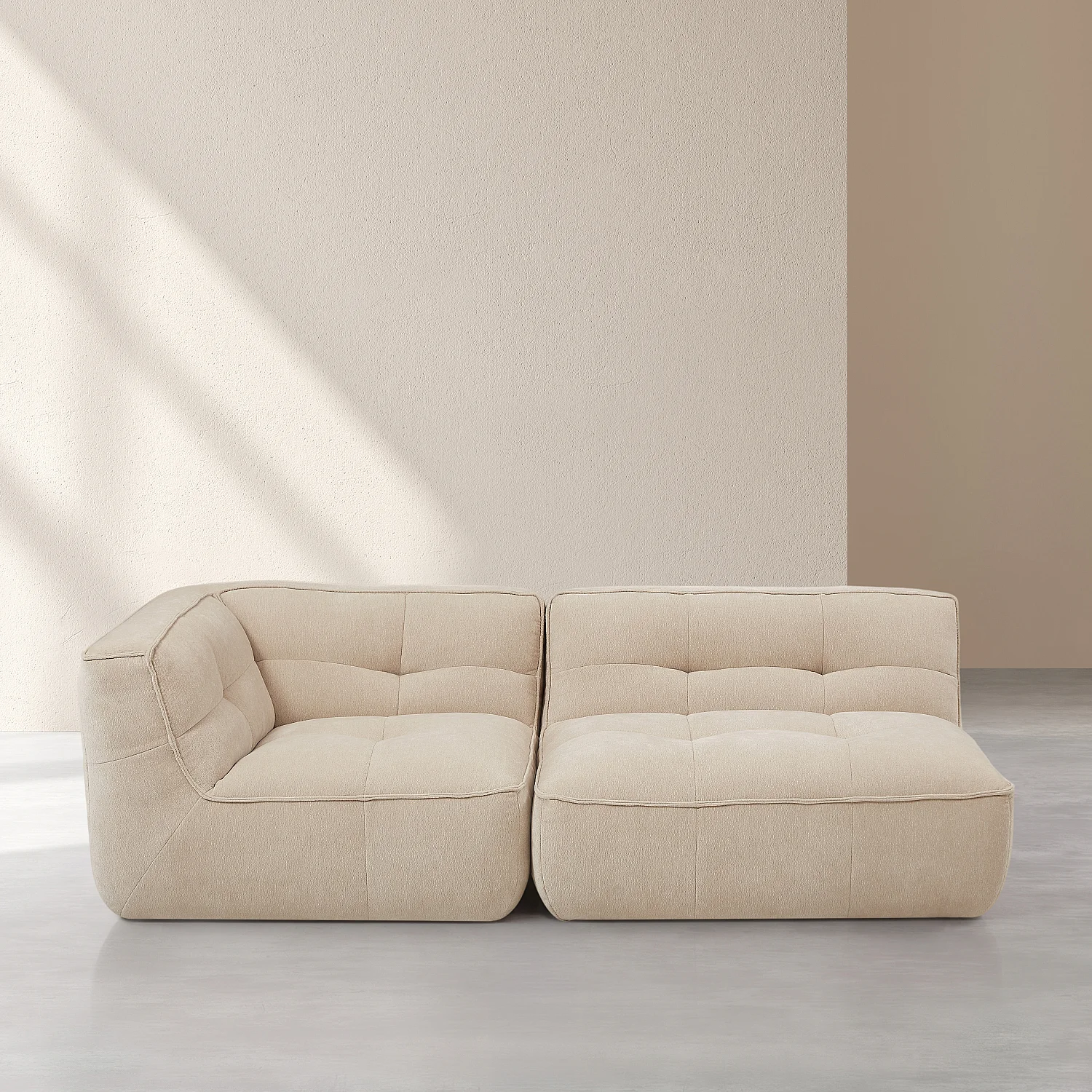 Méridienne gauche modulable en tissu - Sable - 2