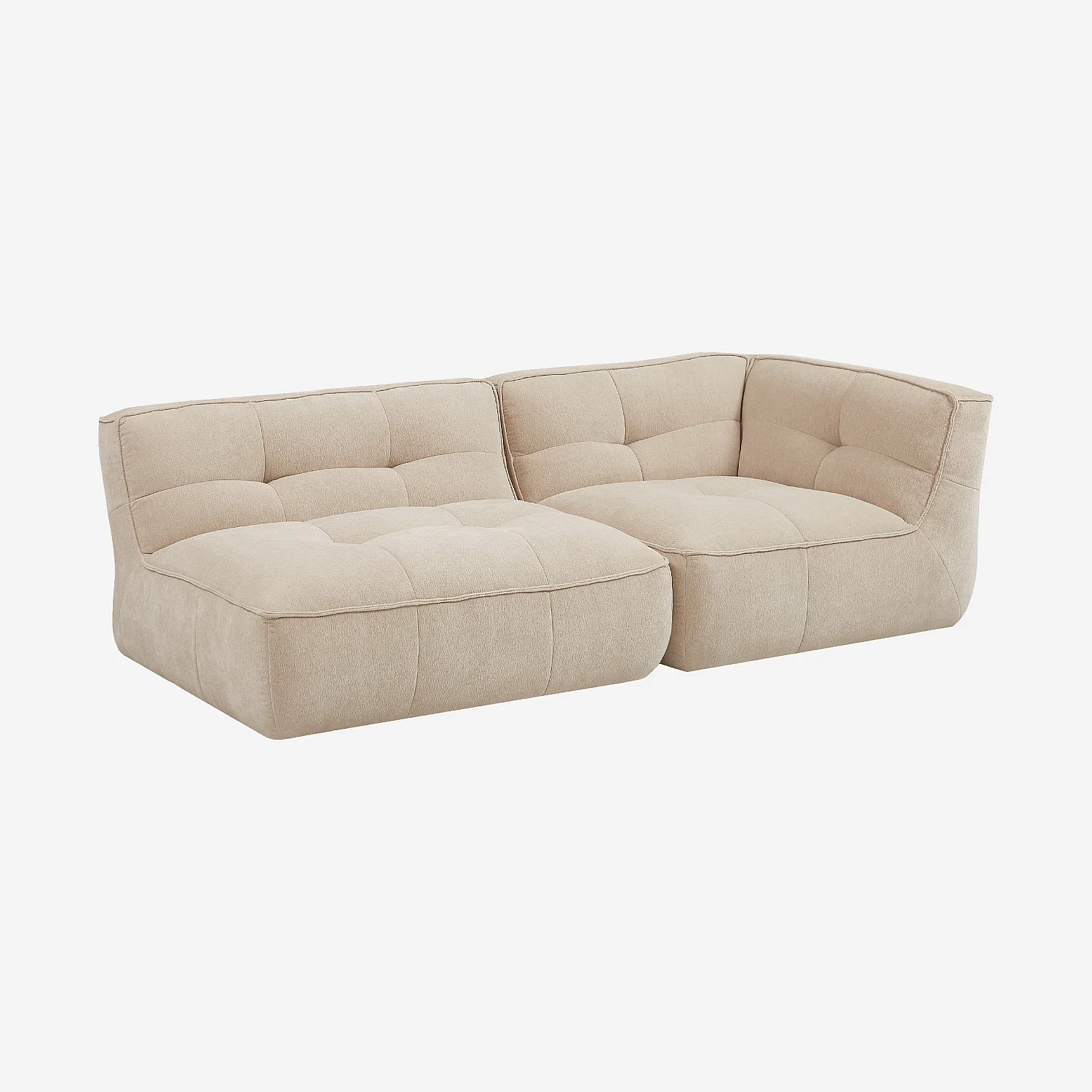 Méridienne gauche modulable en tissu - Sable - 3
