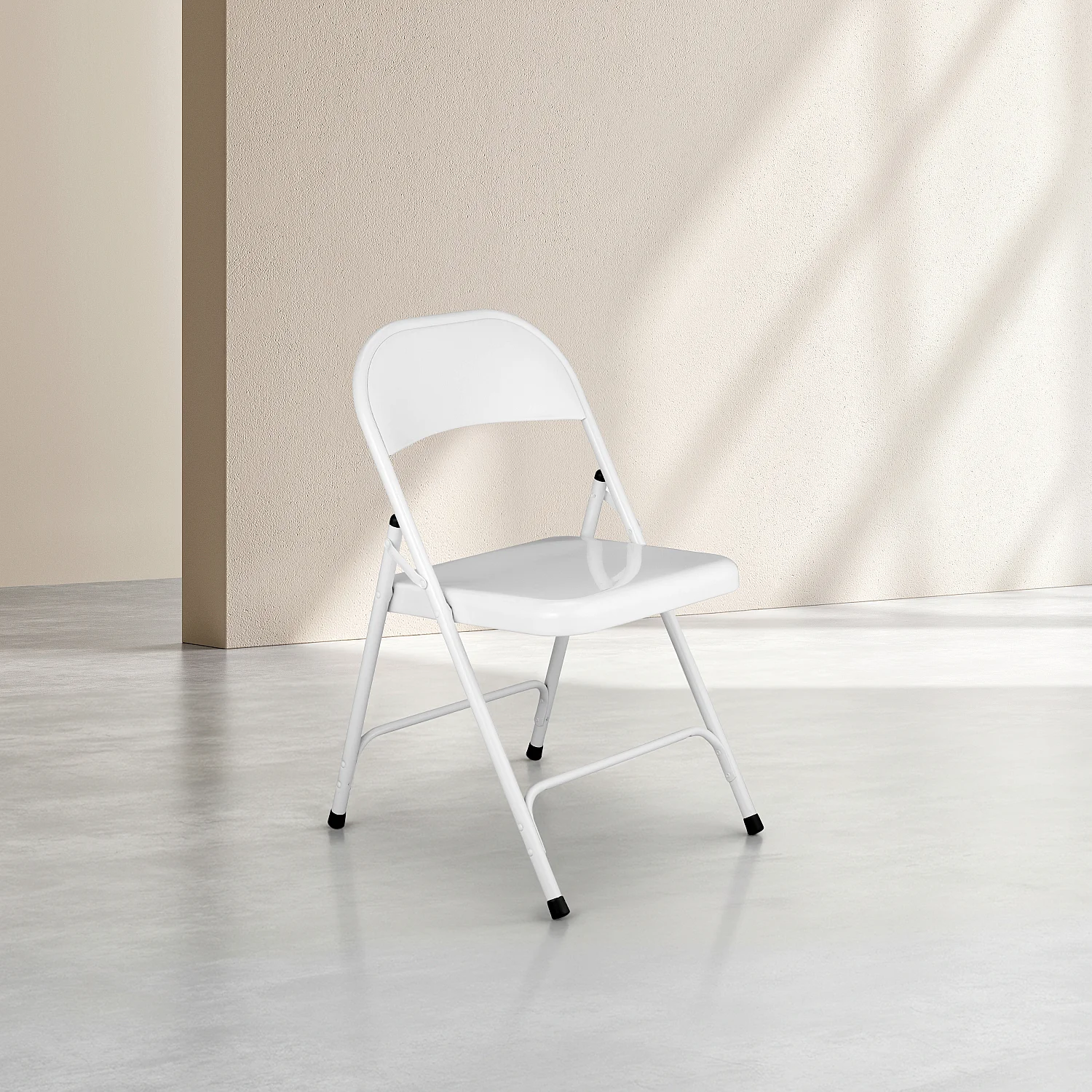 Lot de 2 chaises pliantes en acier laqué - Blanc - 3