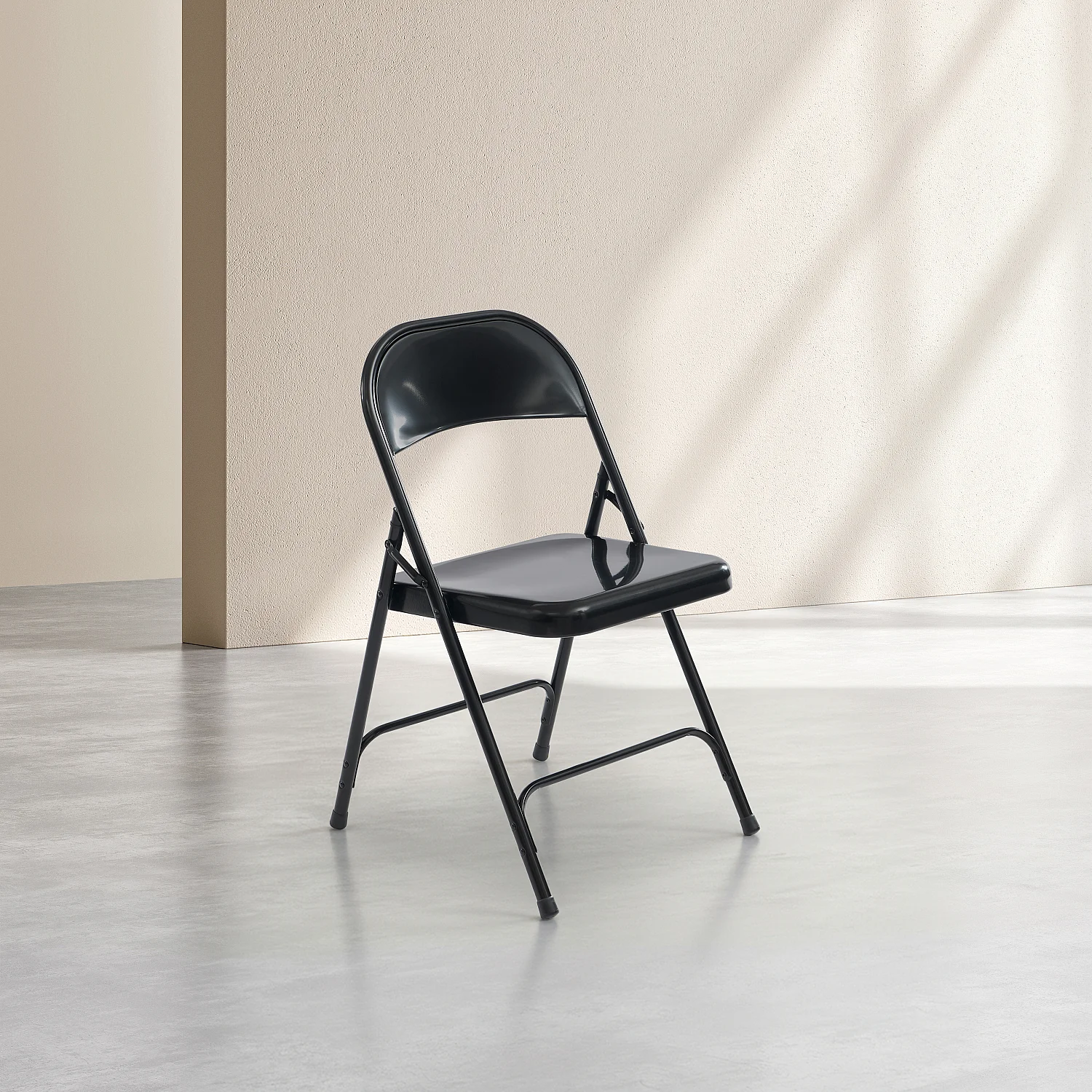 Lot de 2 chaises pliantes en acier laqué - Noir - 3