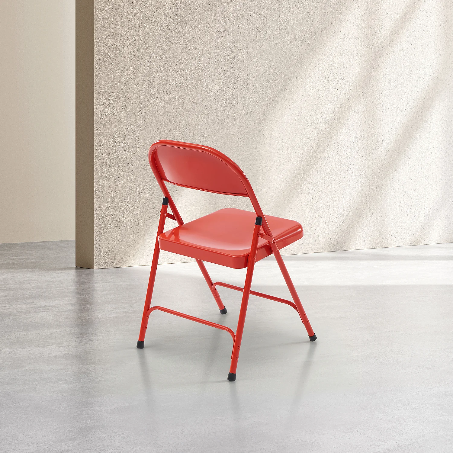 Lot de 2 chaises pliantes en acier laqué - Rouge coquelicot - 8
