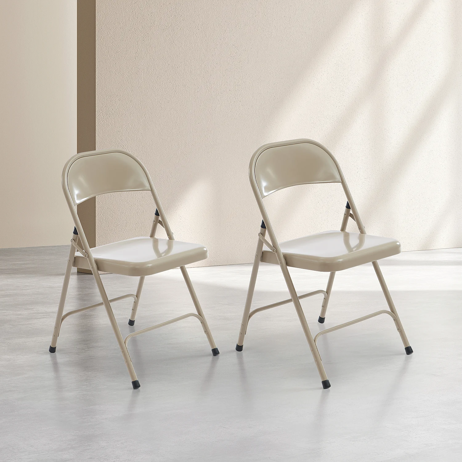 Lot de 2 chaises pliantes en acier laqué - Sable - 2