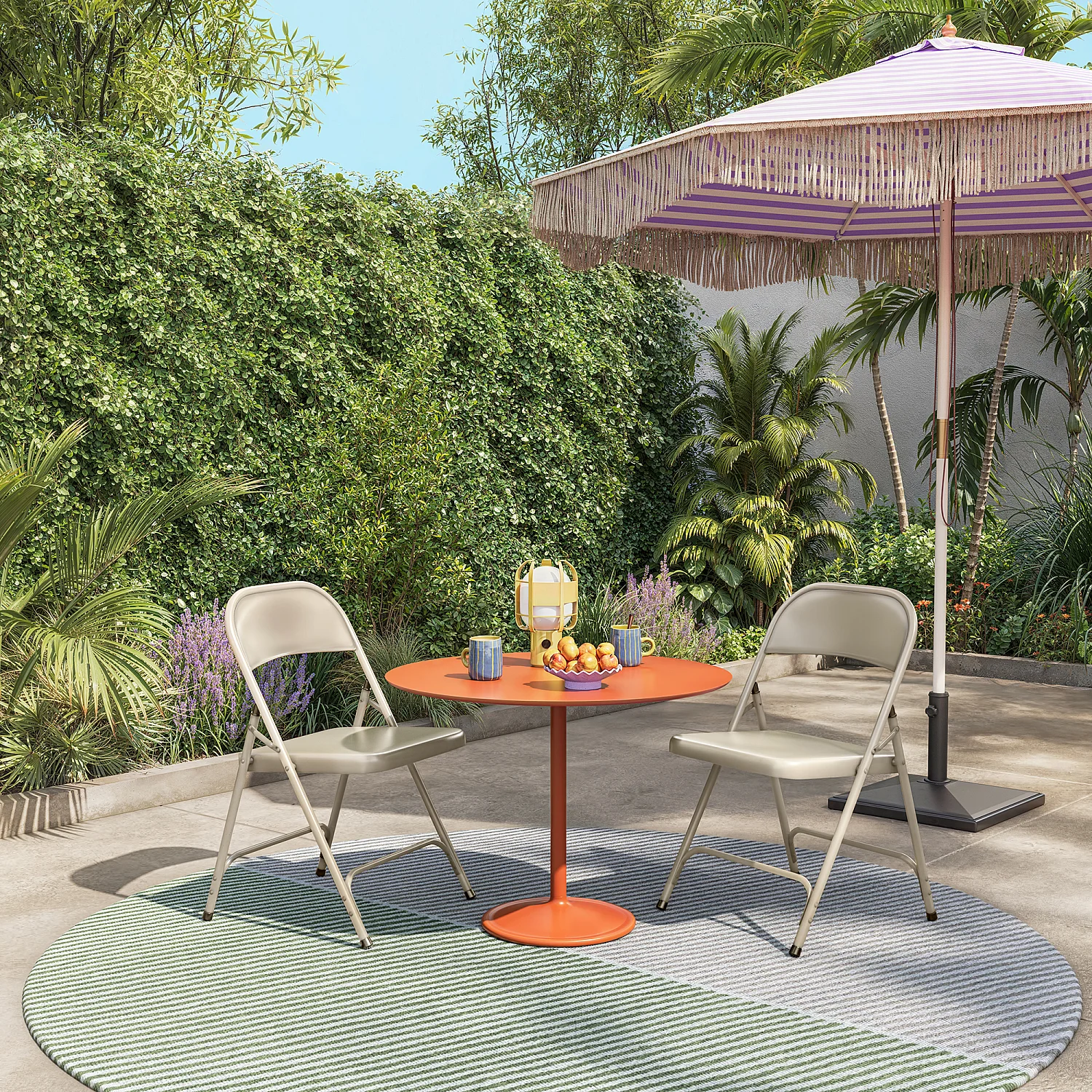Lot de 2 chaises pliantes en acier laqué - Sable - 3