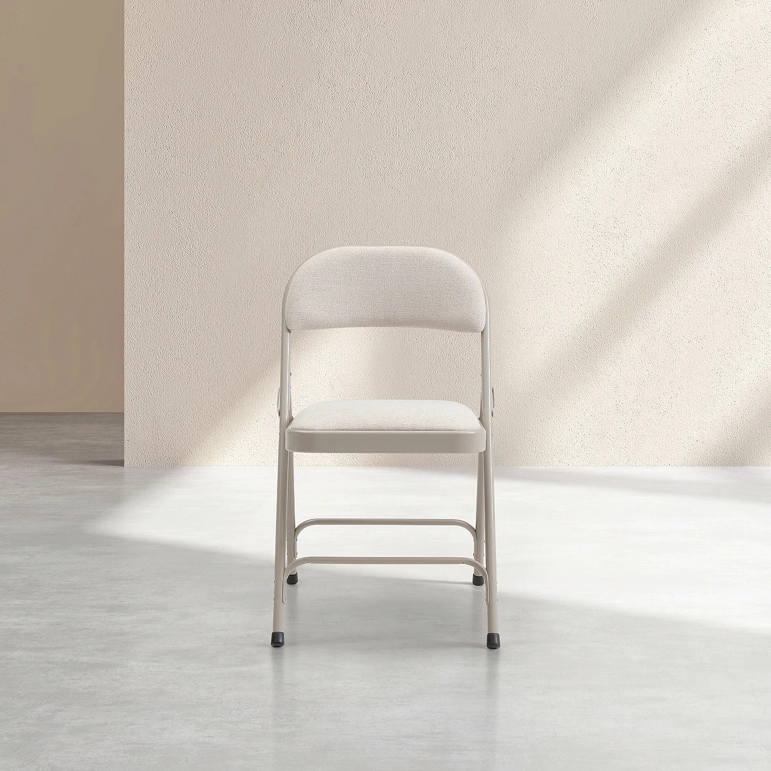 Lot de 2 chaises pliantes en acier laqué et tissu - Sable - 3