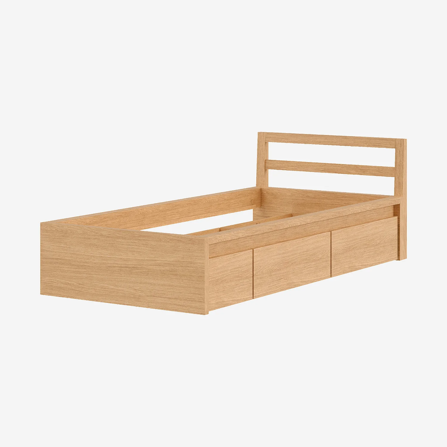 Cadre de lit 90 x 200 cm avec rangements en chêne - Naturel - 2