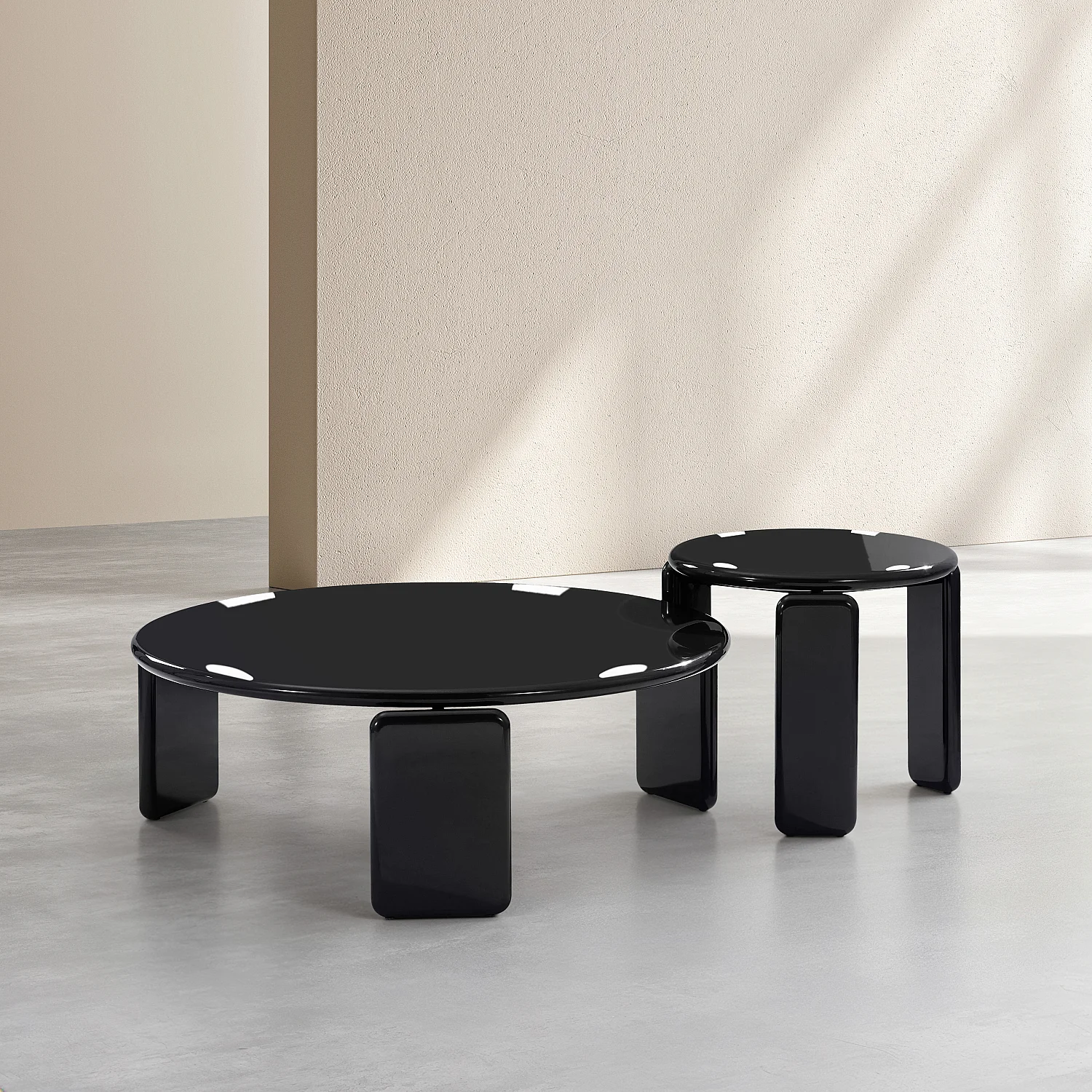Couchtisch-Set quadratisch lackiert - Schwarz - 2
