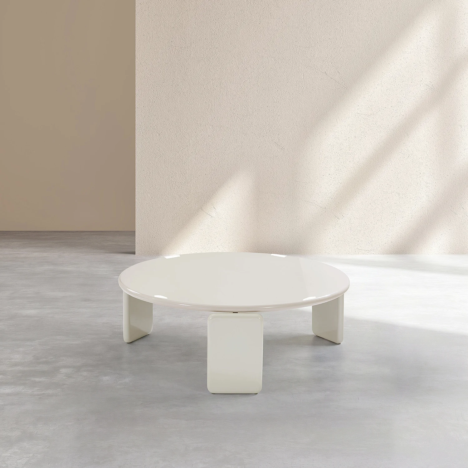 Conjunto de mesas de centro redondas lacadas - Beige - 4