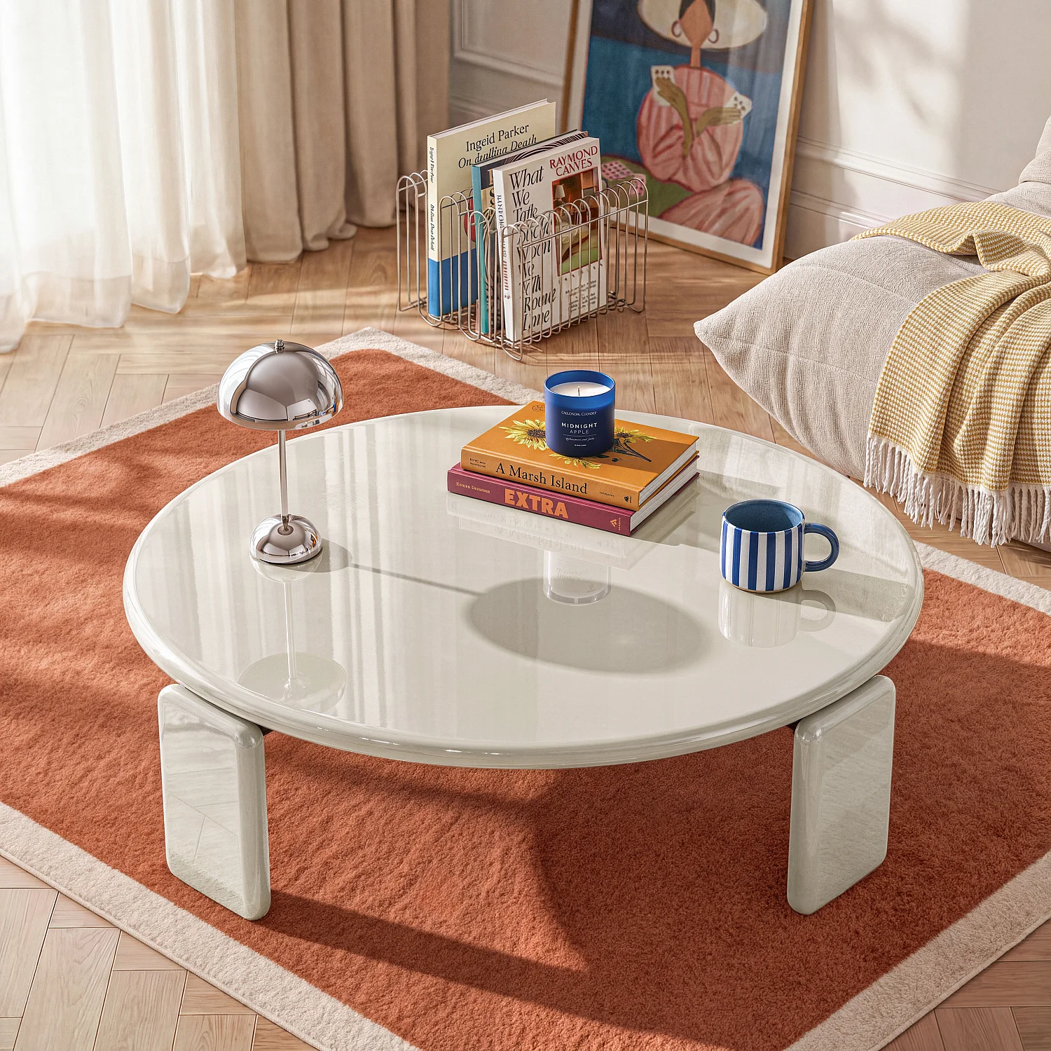 Conjunto de mesas de centro redondas lacadas - Beige - 2