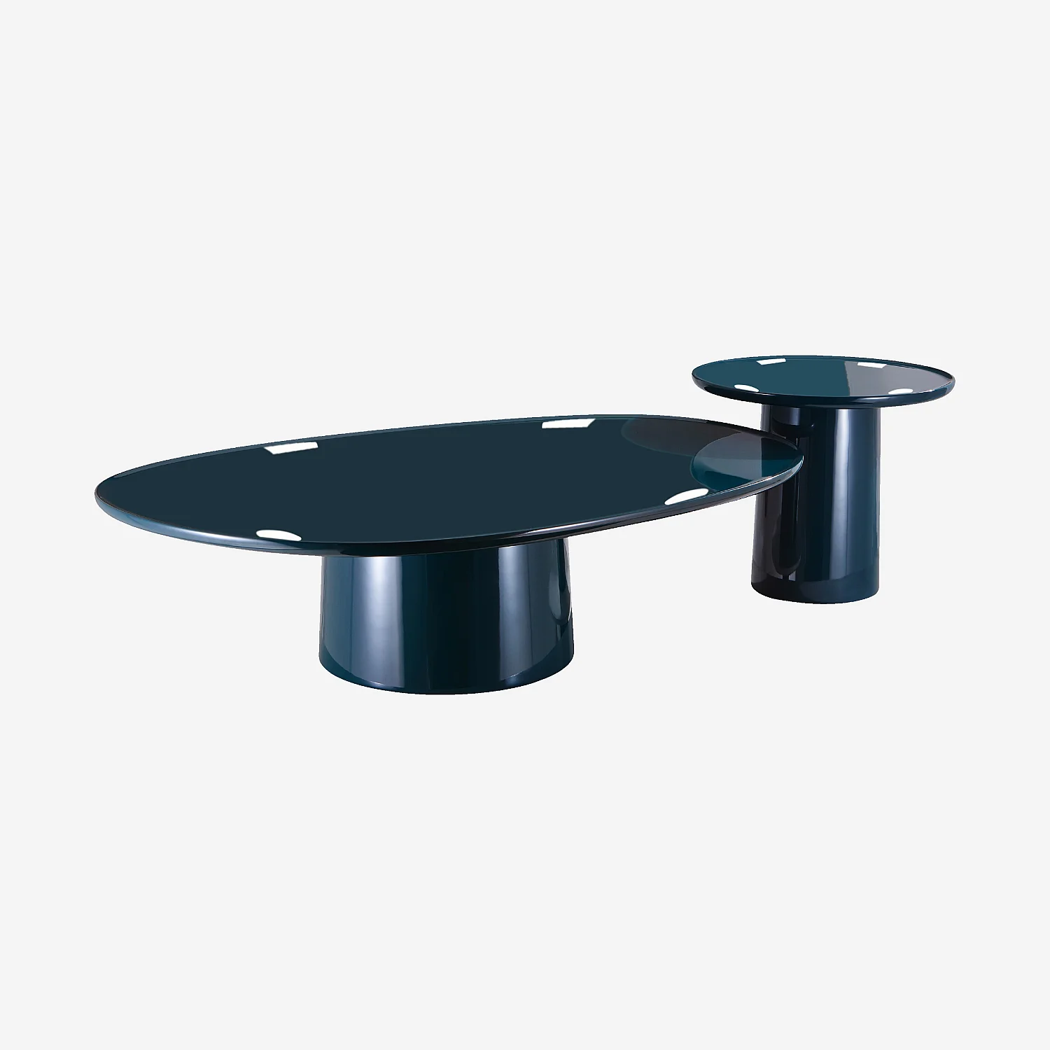 Conjunto de mesas de centro orgánicas lacadas - Azul petróleo - 5