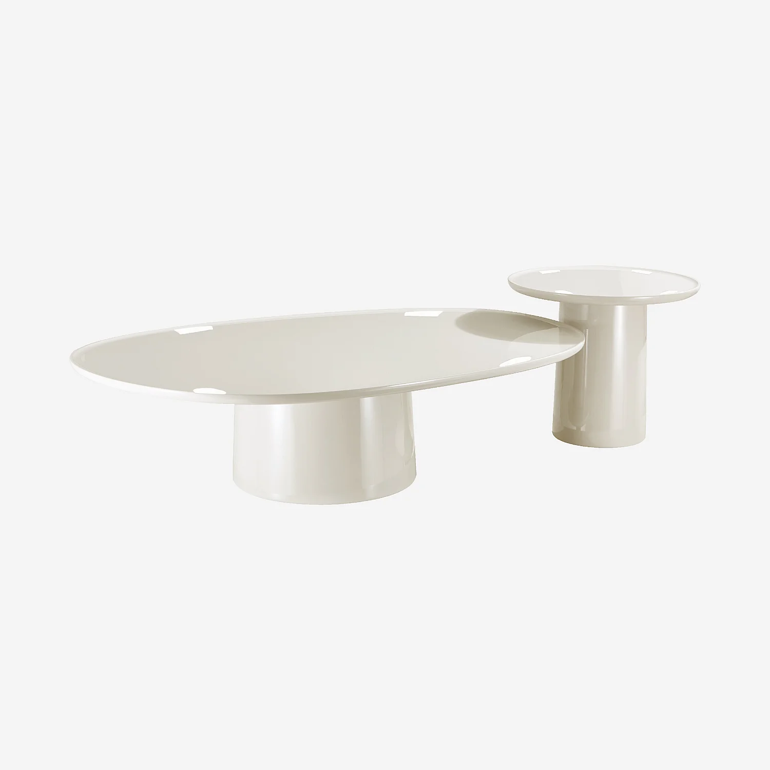 Conjunto de mesas de centro orgánicas lacadas - Beige - 5