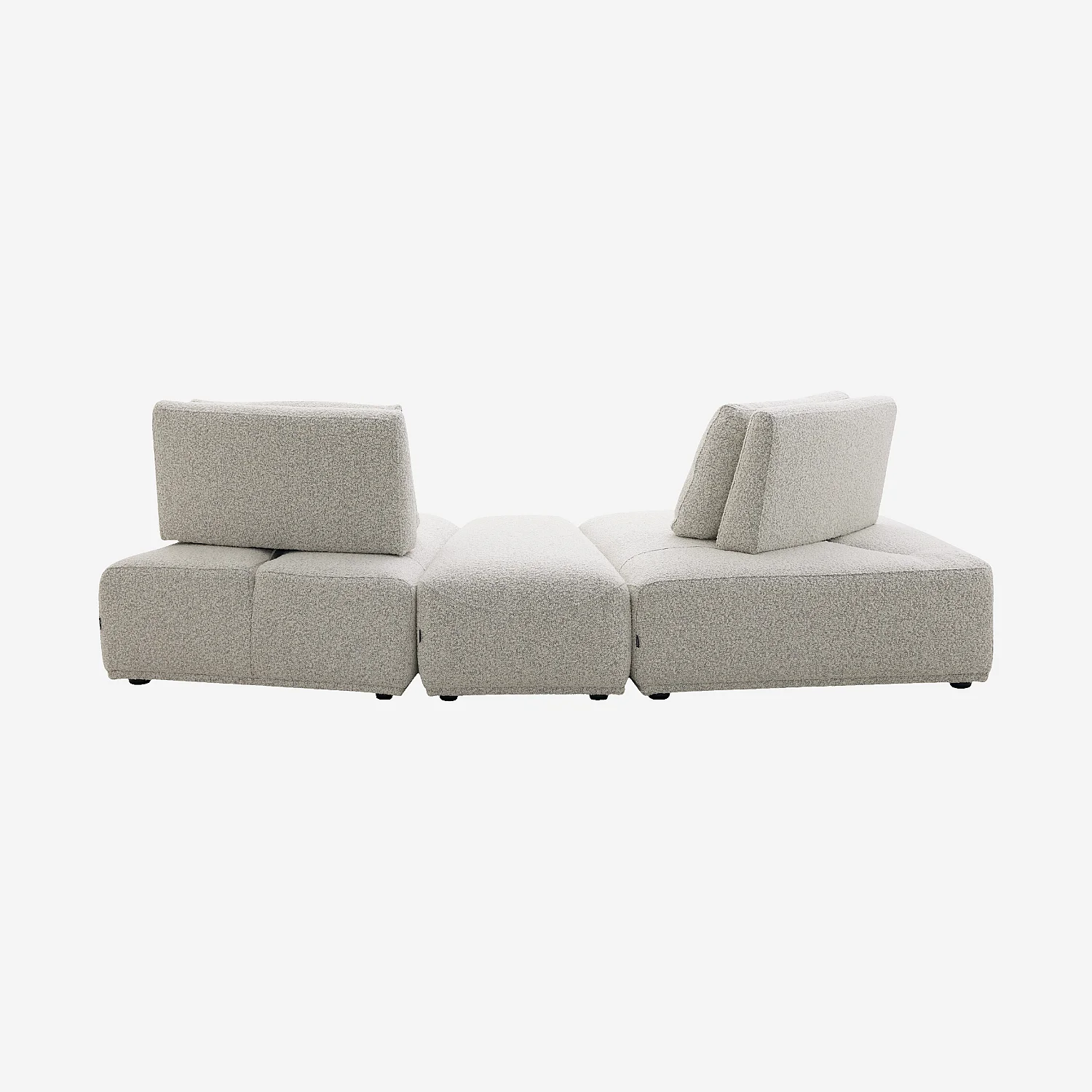 Canapé 2 places modulable incurvé en tissu bouclette avec dossier avance-recule – Gris perle - 5