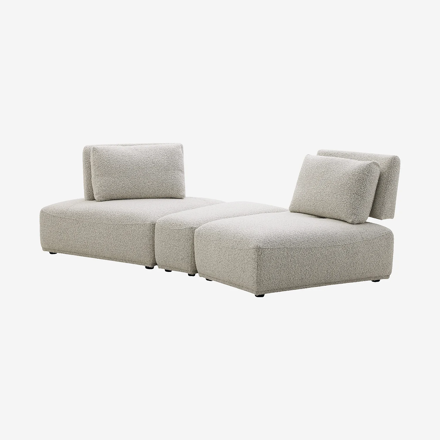 Canapé 2 places modulable incurvé en tissu bouclette avec dossier avance-recule – Gris perle - 4