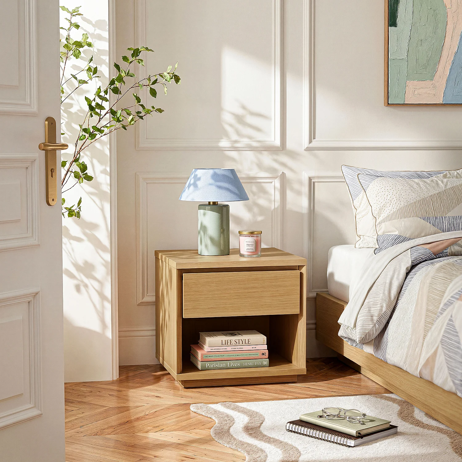 Lot de 2 tables de chevet 1 tiroir en chêne - Naturel - 2