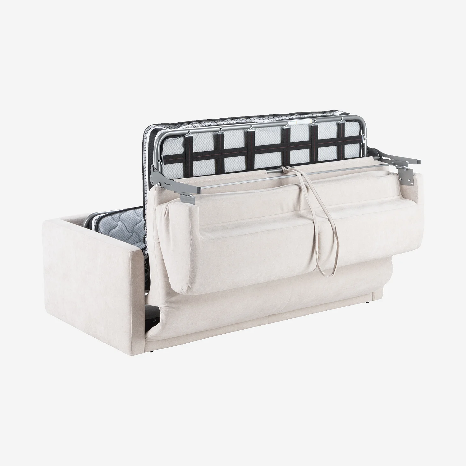 Canapé convertible 3 places - Couchage 160 cm - Matelas 13 cm - Tissu Atrani - Beige - 8
