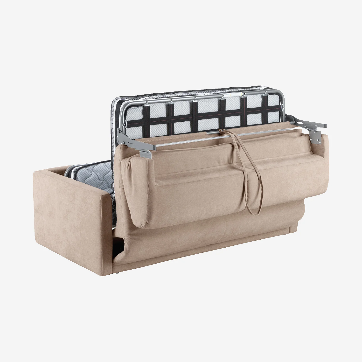 Canapé convertible 2 places - Couchage 140 cm - Matelas 13 cm - Tissu Atrani - Taupe - 7