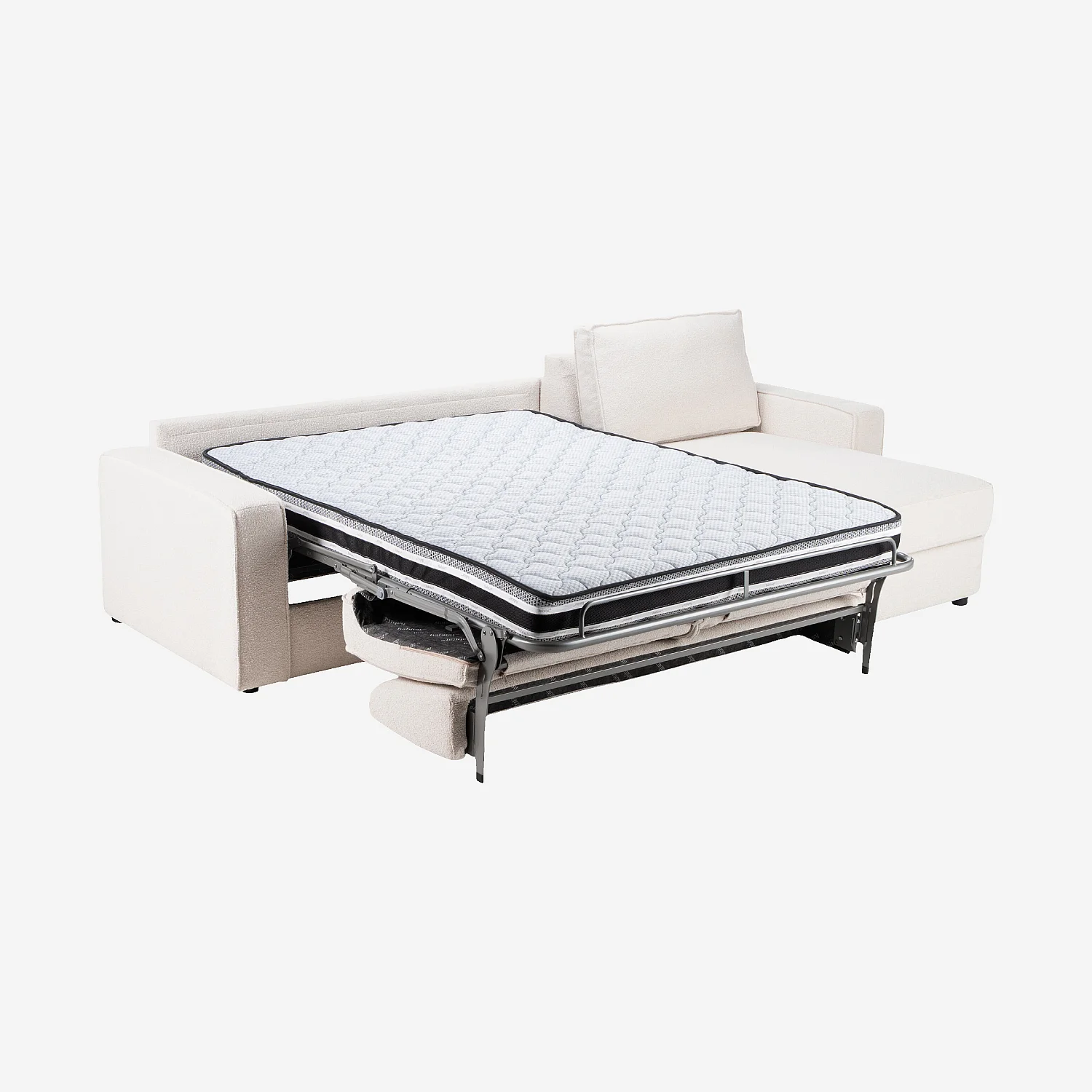 Canapé convertible d'angle réversible - Couchage 160 cm - Matelas 16 cm - Tissu bouclette Tolfa - Crème - 5