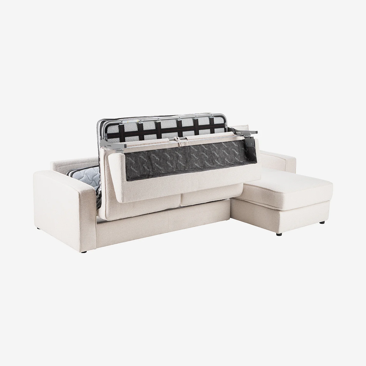 Canapé convertible d'angle réversible - Couchage 140 cm - Matelas 16 cm - Tissu bouclette Tolfa - Crème - 6