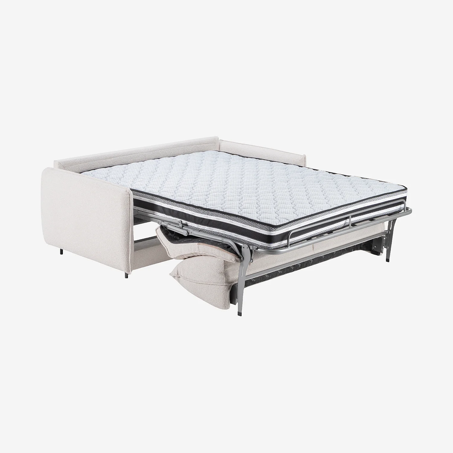 Canapé convertible 2 places - Couchage 140 cm - Matelas en mousse 16 cm - Tissu bouclette Tolfa - Crème - 5