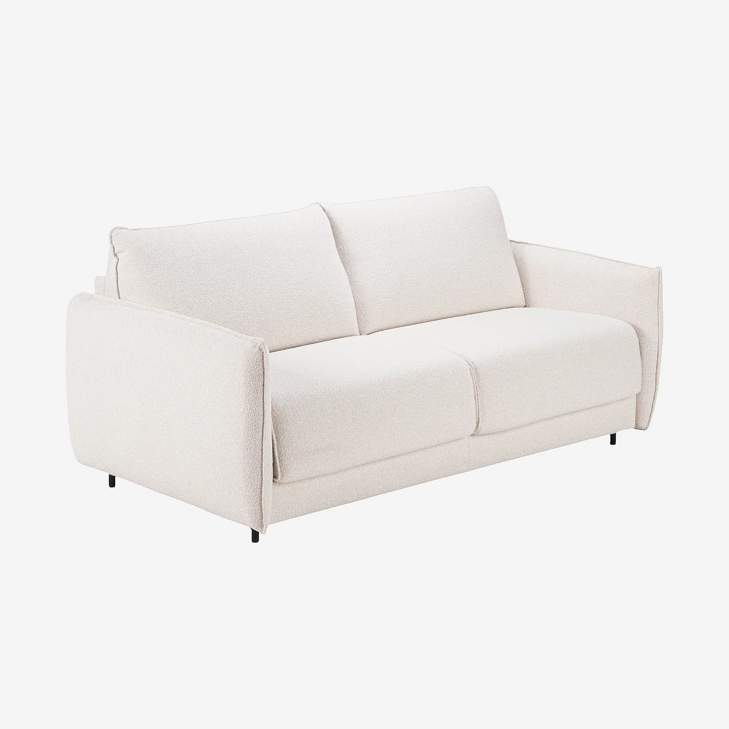 Canapé convertible 2 places - Couchage 140 cm - Matelas en mousse 16 cm - Tissu bouclette Tolfa - Crème - 6