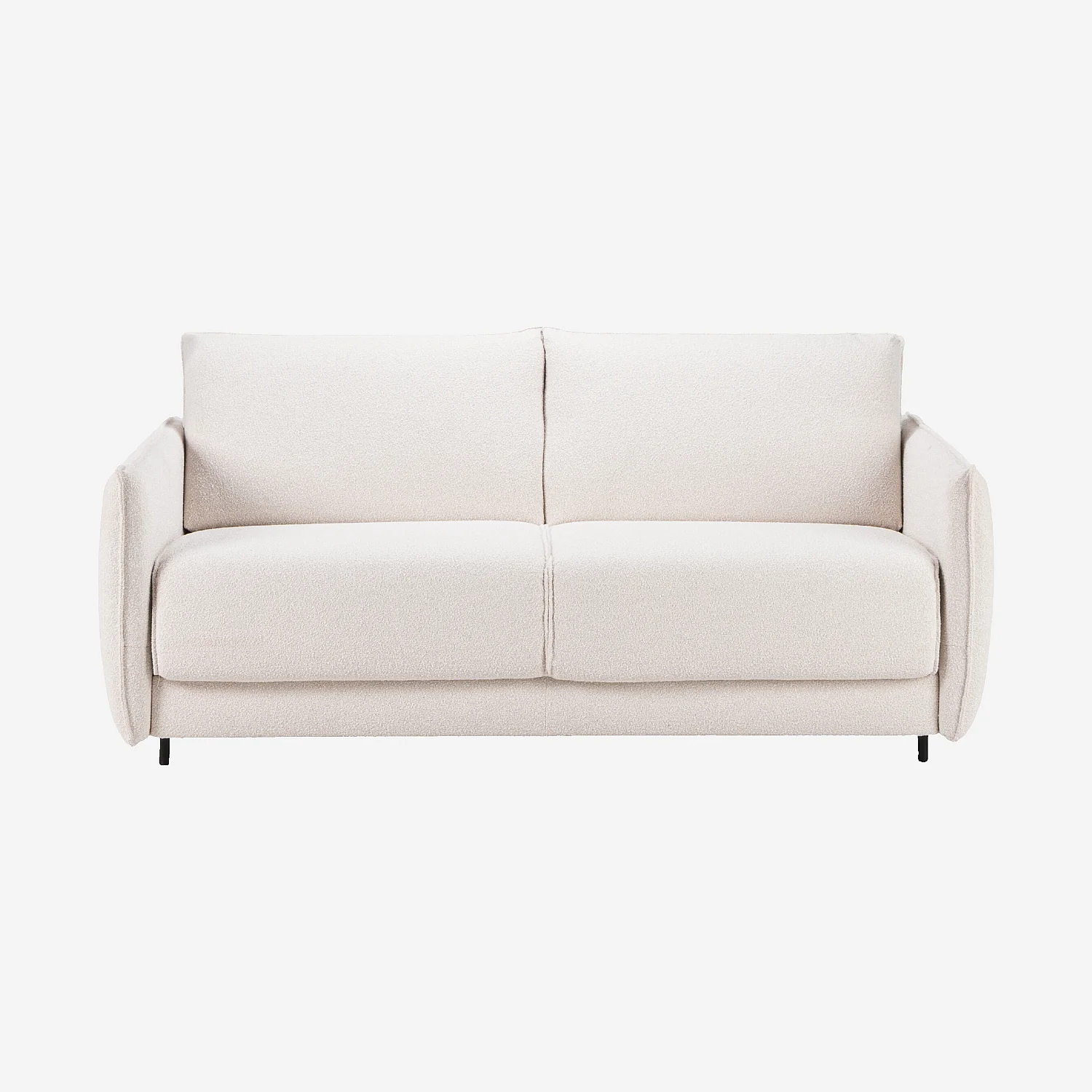 Canapé convertible 2 places - Couchage 140 cm - Matelas en mousse 16 cm - Tissu bouclette Tolfa - Crème - 3