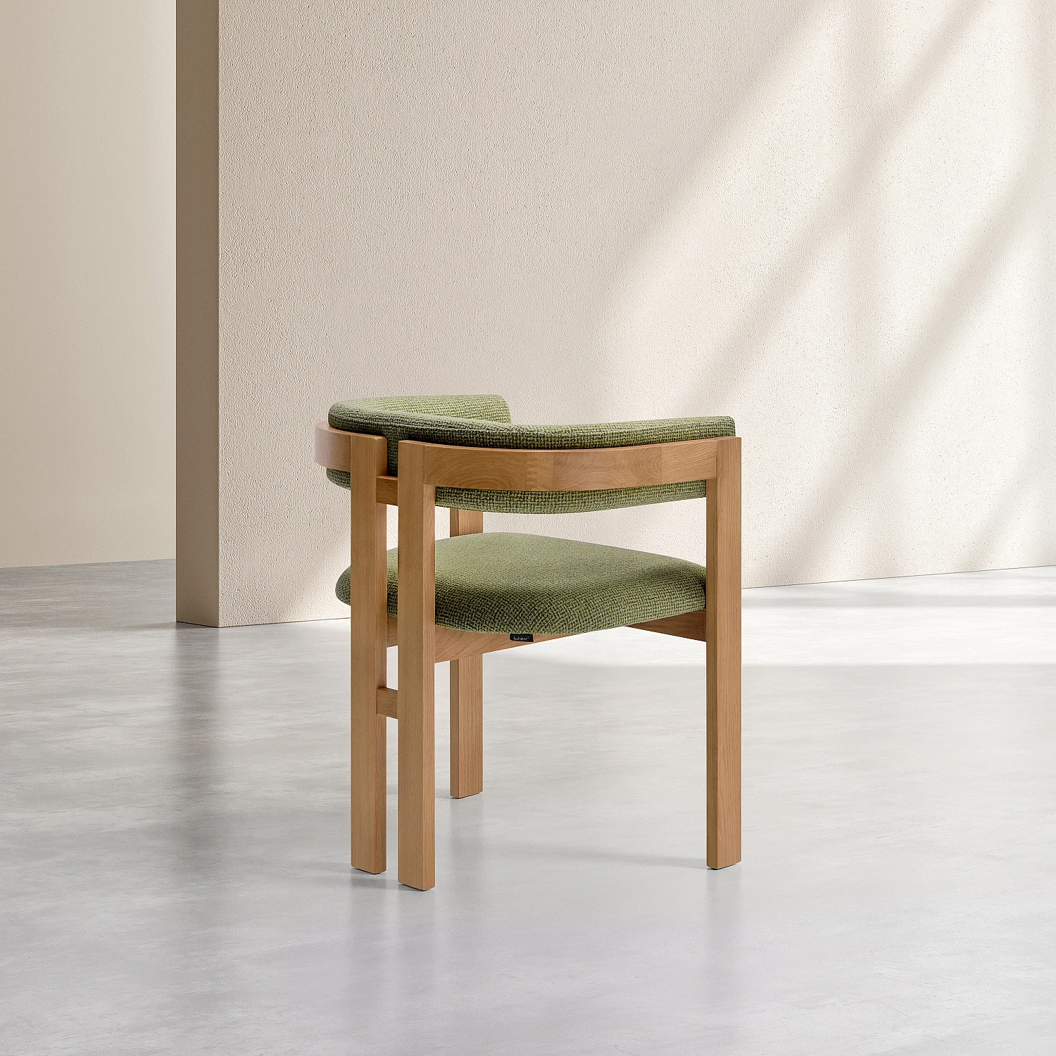 Lot de 2 chaises en tissu texturé et chêne massif avec accoudoirs - Vert kaki mélangé - 6