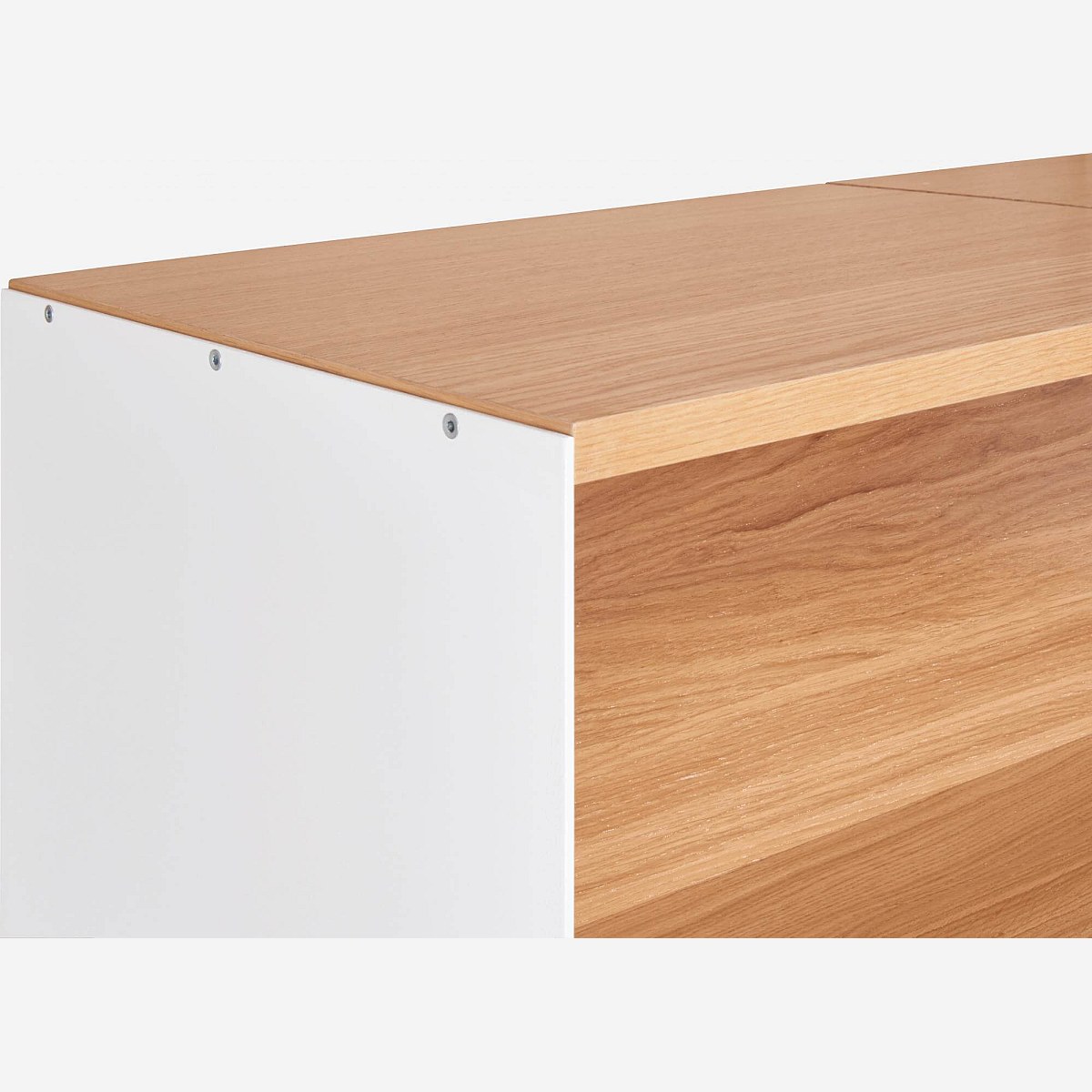 Oteo - Cajón grande de almacenaje modular abierto de roble y blanco