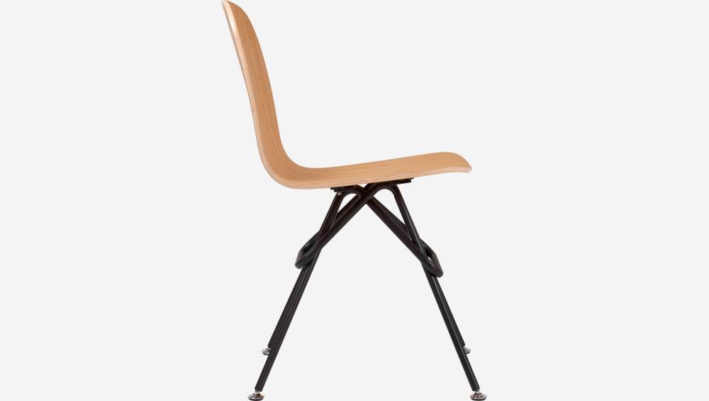 Natural oak chair with black steel legs