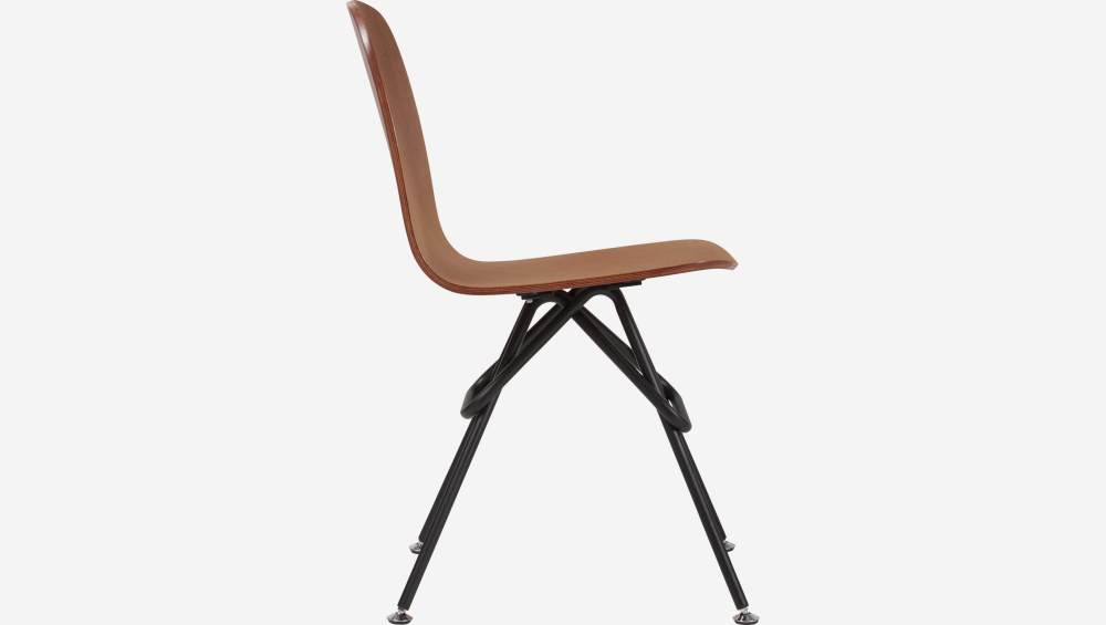 Walnut chair with black steel legs