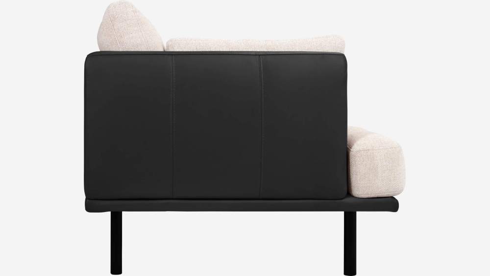Canapé 3 places en tissu Fasoli snow white avec base et accoudoirs en cuir noir