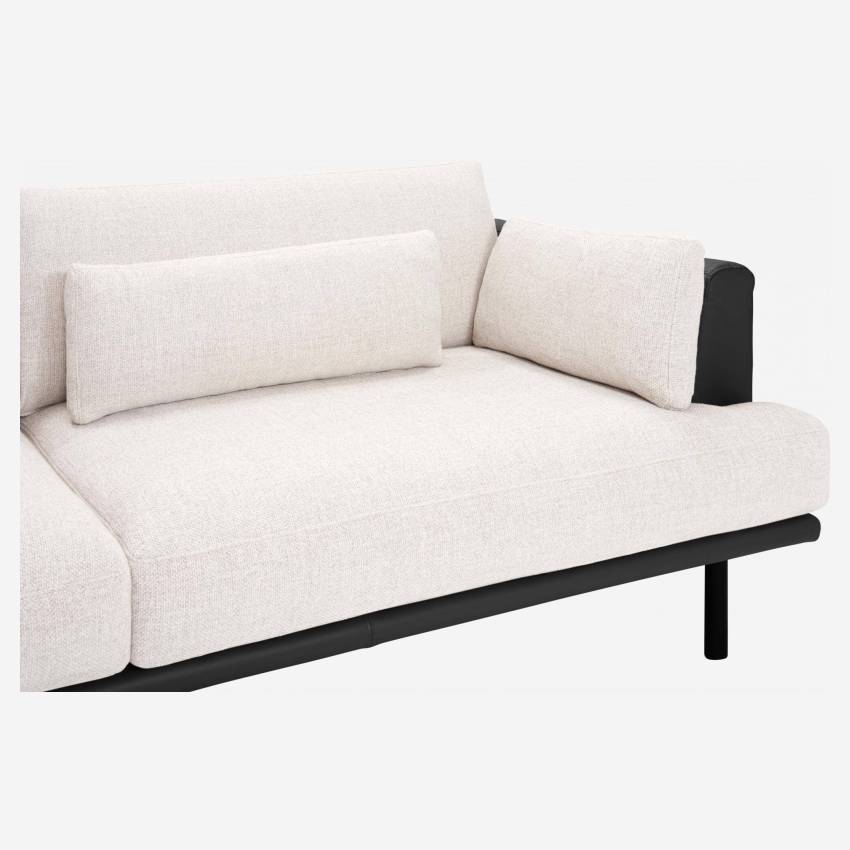 3-Sitzer Sofa aus Stoff Fasoli snow white mit Basis und Armlehnen aus schwarzem Leder