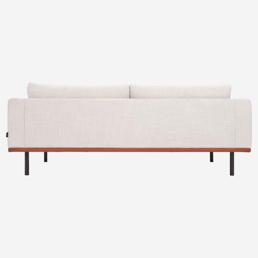 2-Sitzer Sofa aus Stoff Fasoli snow white mit Basis aus braunem Leder