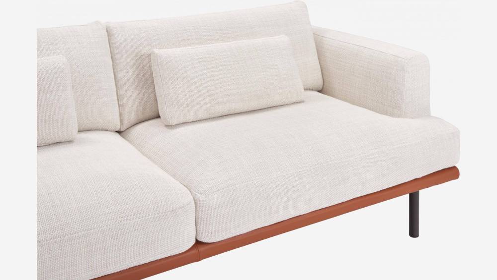 Canapé 2 places en tissu Fasoli snow white avec base en cuir marron