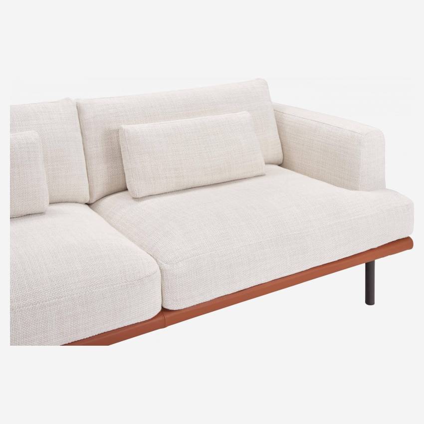 2-Sitzer Sofa aus Stoff Fasoli snow white mit Basis aus braunem Leder
