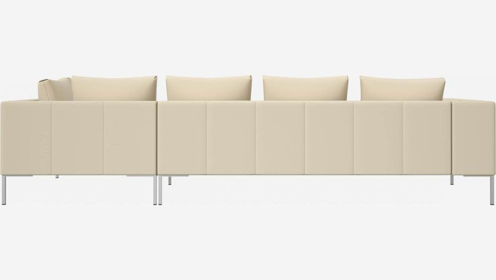 3 seater sofa with chaise longue on the right in Savoy semi-aniline leather, off white 
