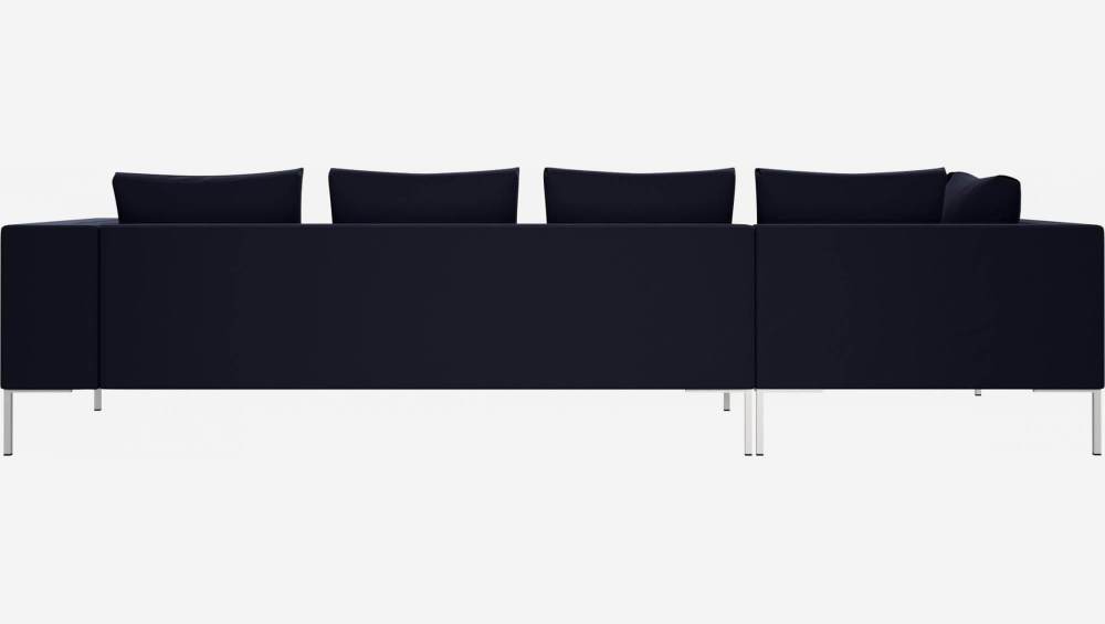3-Sitzer-Sofa mit Chaiselongue links aus Samt - Marineblau