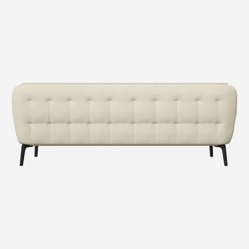 Savoy leather 3-seater sofa - White - Dark legs