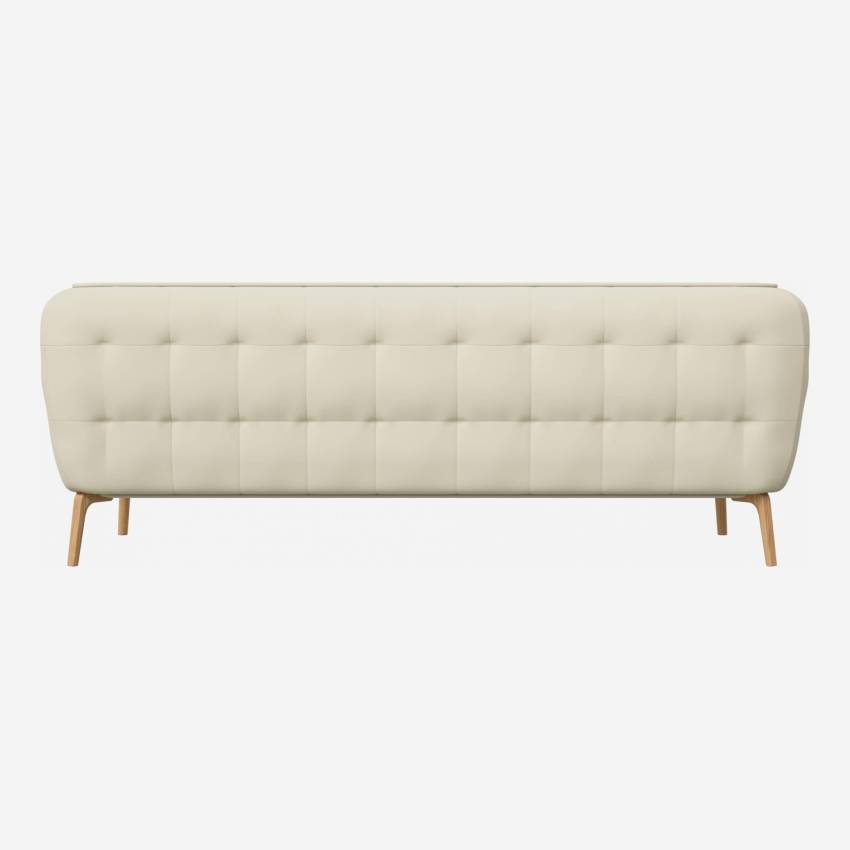 Savoy leather 3-seater sofa - White - Oak legs