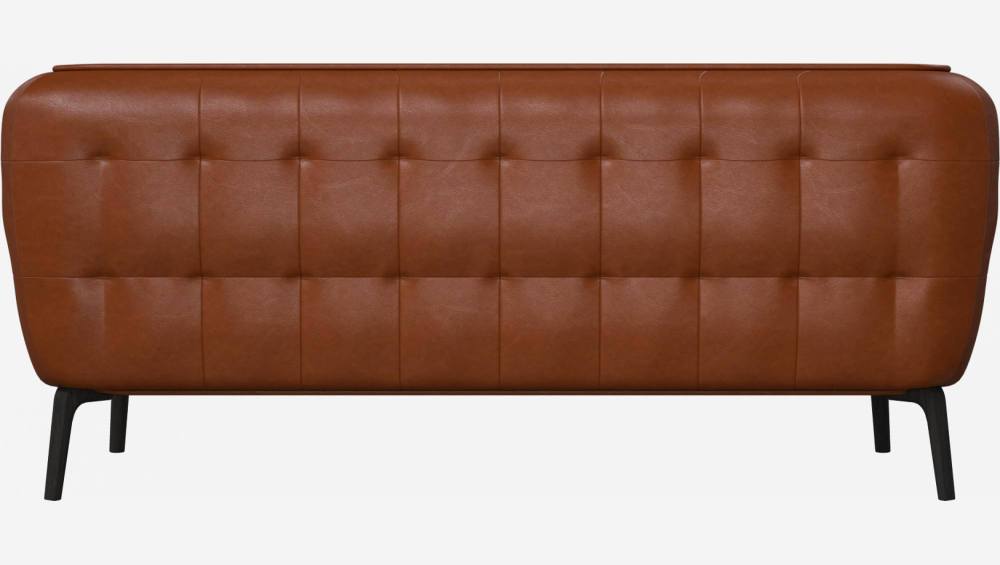Vintage leather 2-seater sofa - Cognac - Dark legs