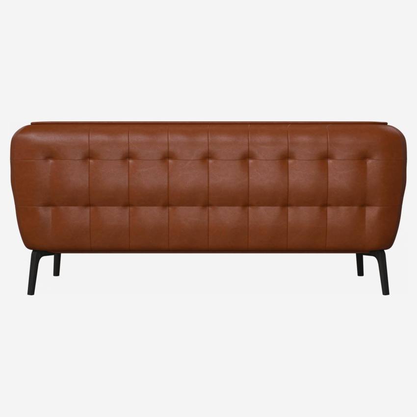 Sofá 2 plazas de piel Vintage Leather - Coñac - Patas oscuras