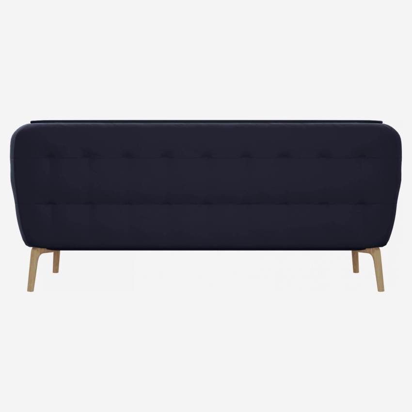 Velvet 2-seater sofa - Navy blue - Oak legs