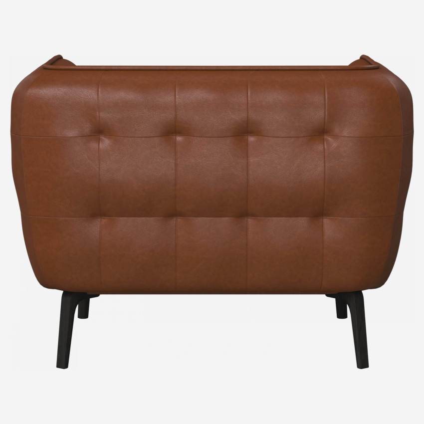Vintage leather armchair - Cognac - Dark legs