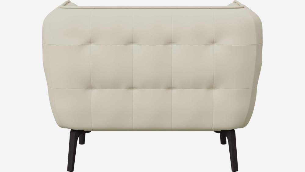 Savoy leather armchair - White - Dark legs