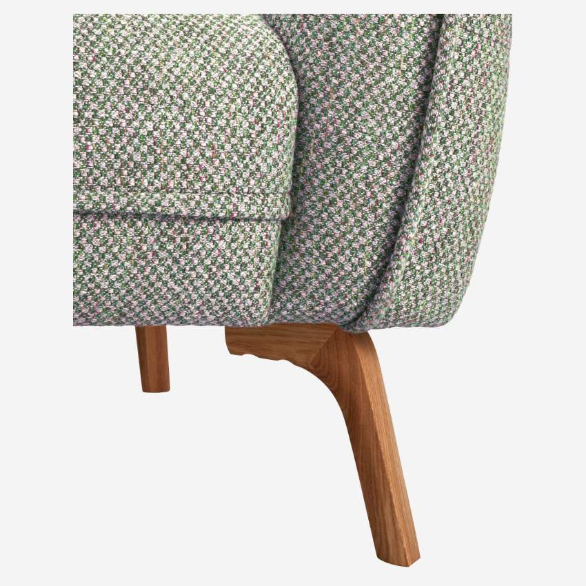 Sessel aus Bellagio-Stoff - Graugrün - Eichenfüße