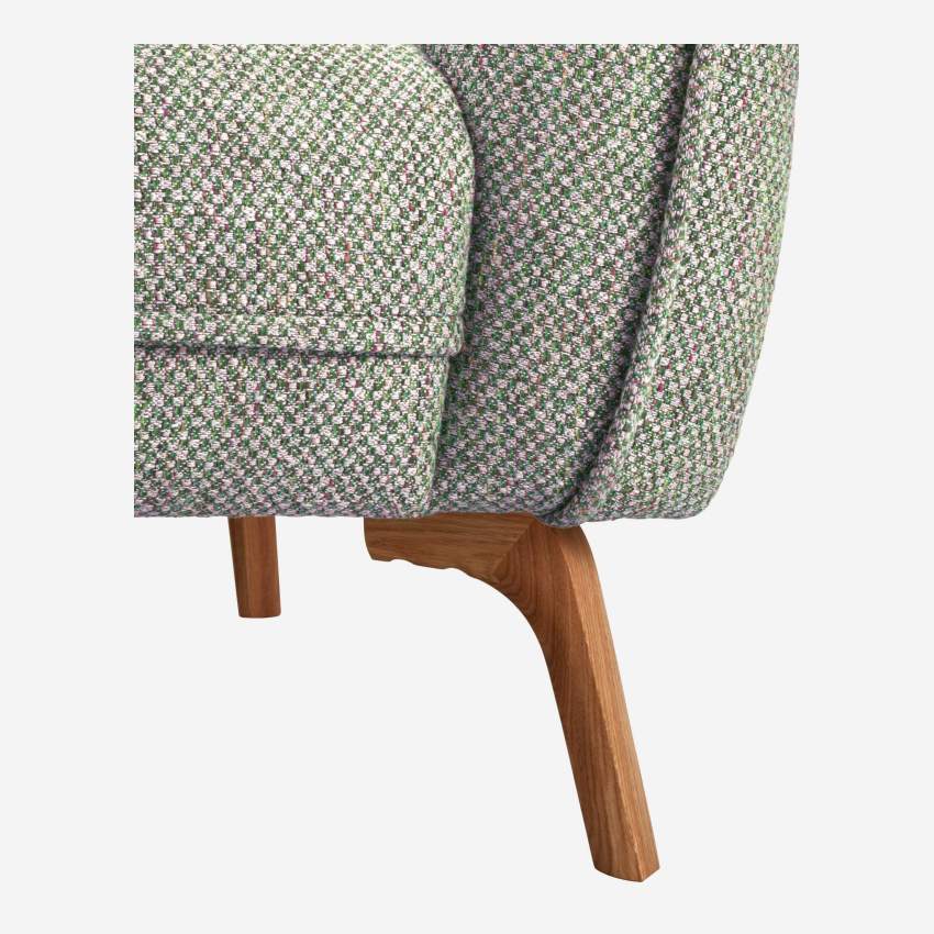 Sessel aus Bellagio-Stoff - Graugrün - Eichenfüße