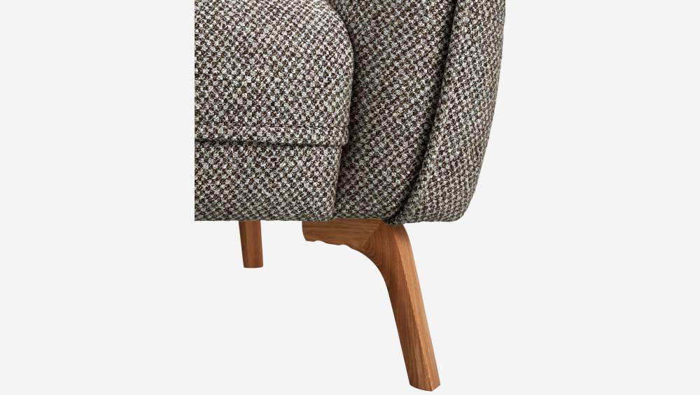 Sessel aus Bellagio-Stoff - Grauschwarz - Eichenfüße