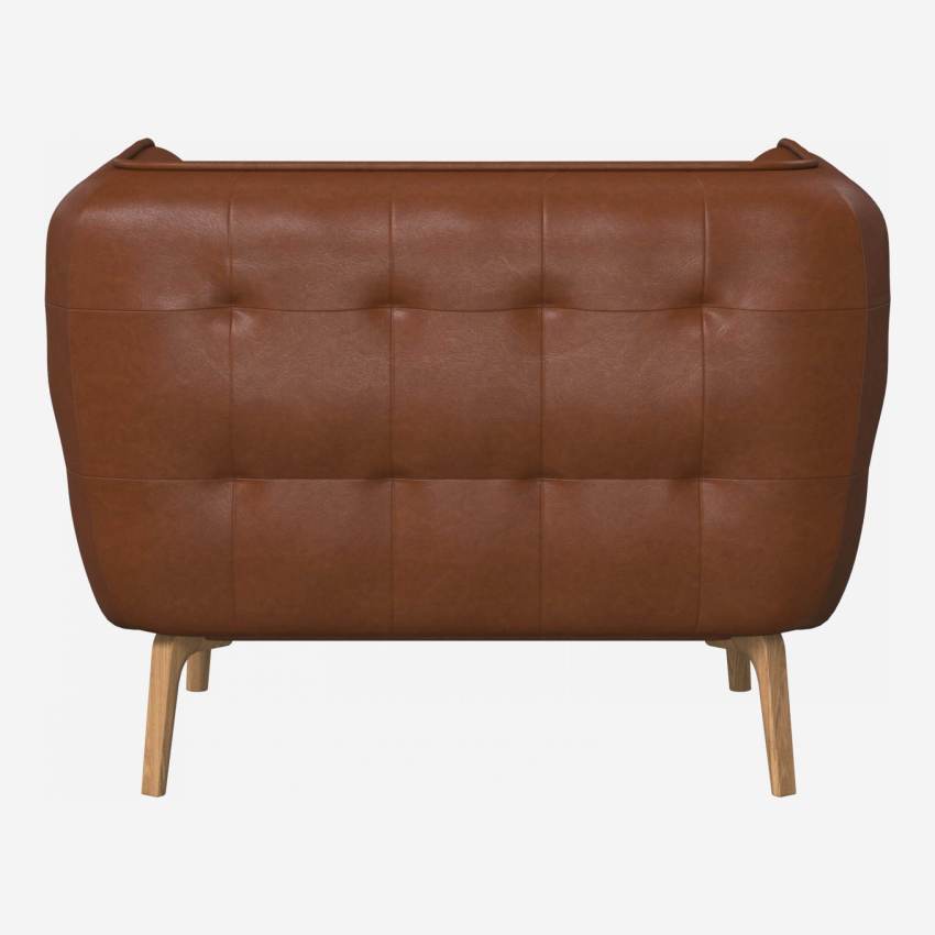 Sessel aus Vintage-Leder - Cognac - Eichenfüße