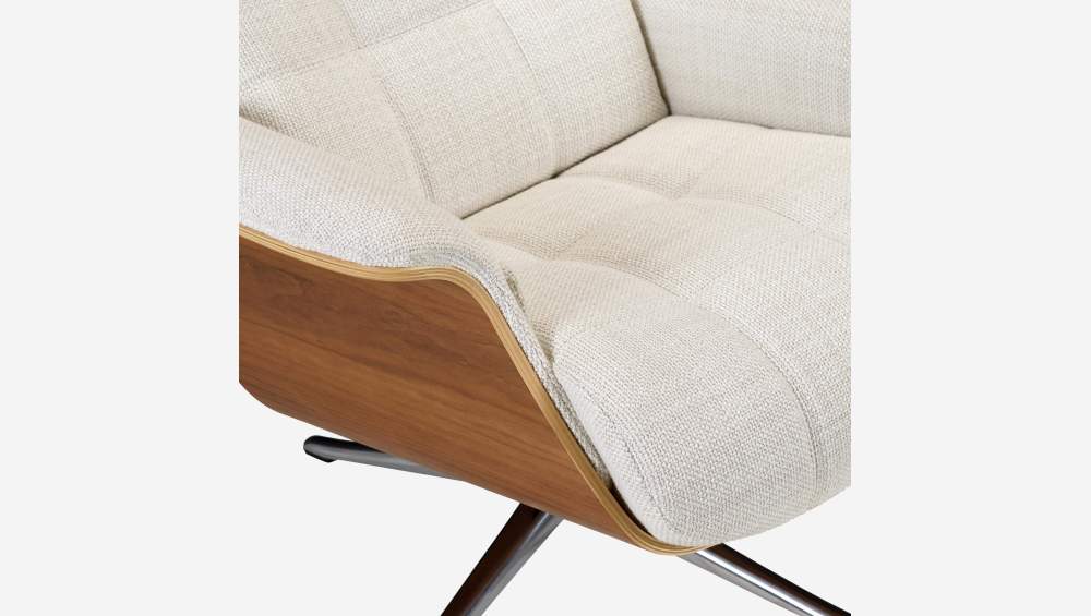 Sessel aus Nussbaum und Fasoli-Stoff - Weiß - Aluminiumfuß